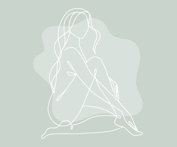 Line art drawing of woman body surgery